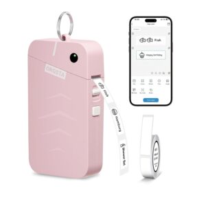ORGSTA S001 Label Maker Machine with Tape, Portable Bluetooth Label Maker for Home and Office Organization, Thermal Label Printer Mini Sticker Maker with Multiple Templates, Pink