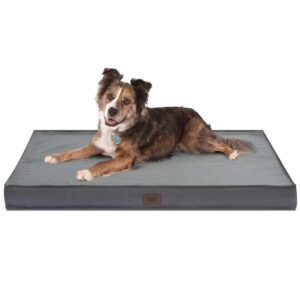 Orthopedic Dog Bed for Large Dogs, Outdoor Waterproof Dog Bed Washable Pet Bed for Large Sized Dogs with Egg Crate Foam Pet Bed Mat, Removable Oxford Cooling Cover, Grey
