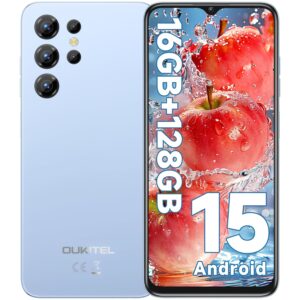 OUKITEL C1 Android 15 Cell Phone Unlocked 2025-16GB+128GB(TF 1TB), 6.52'' Waterdrop Screen, 5150mAh Battery Smartphone, 13MP Camera Octa Core, 4G Triple SIM, Fingerprint/3.5mm...
