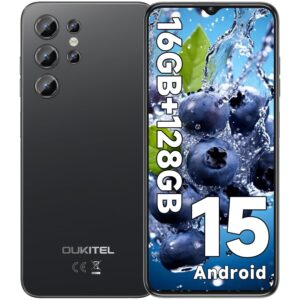 OUKITEL C1 Android 15 Cell Phone Unlocked 2025-16GB+128GB(TF 1TB), 6.52'' Waterdrop Screen, 5150mAh Battery Smartphone, 13MP Camera Octa Core, 4G Triple SIM, Fingerprint/3.5mm...