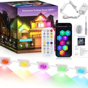 Outdoor Permanent Lights for House 100ft, Smart Halloween Lights with 60LEDs RGB IP67 Waterproof, Support with Alexa &Google Assistant Smart Voice Control,Sync to Music, DIY...