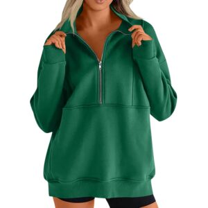 Oversized Sweatshirt for Women Loose Fit Half Zip Pullover Fall Fashion Must Haves Cozy Plain Pullover Tops