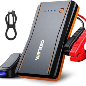 OXILAM Jump Starter, 4000A Peak Car Battery Jumper Starter Portable, Up to 10L Gas and 8L Diesel Engines, 12V Jumper Cables with Battery Pack, Power Bank, 600 LM LED Flashlight,...