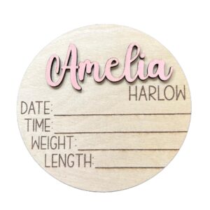 Personalized 3D Newborn Baby Name Announcement with Stats, Custom Baby Name Hospital Photo Prop, Many sizes, 25 Font Options, 30 Colors