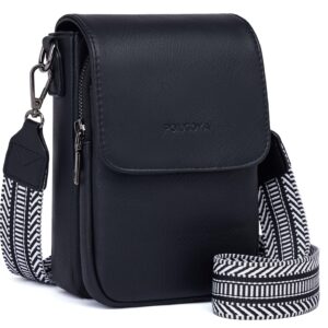 POIUGOYA Small Crossbody Bags for Women Trendy,Leather Triple Compartment Cell Phone Crossbody Wallet Purses with Card Slots
