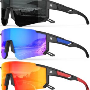 Polarized Sports Sunglasses for Men, UV400 Protection Mens Sunglasses Wrap Around Sun Glasses for Cycling Running