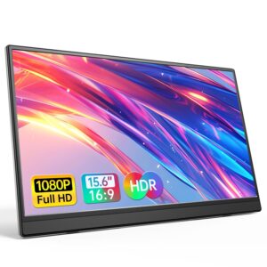 Portable Monitor 15.6 Inch 1080P USB-C HDMI Ultra-Slim Travel Monitor with Kickstand, for Laptop, PC, Mac Phone, PS, Xbox, Swich IPS Ultra-Thin Zero Frame Gaming