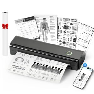 Portable Printers Wireless for Travel, N80 Wireless Thermal Printer Bluetooth Inkless Printer Support 8.5" X 11" US Letter & A4 Size, Compatible with iOS, Android, Laptop for...