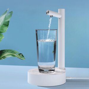 Portable Water Bottle Dispenser Pump Smart USB Charging Desktop Water Dispenser Water Dispenser with 7 Levels of Intelligent Quantitative Water for Home Office Outdoor (White)