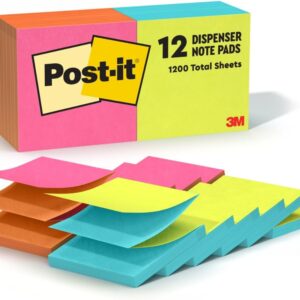 Post-it Pop-up Notes 3x3 in, 12 Pads, America'sโs #1 Favorite Sticky Notes, Alternating Colors, Poptimistic Collection. Clean Removal, Recyclable (R330-N-ALT)