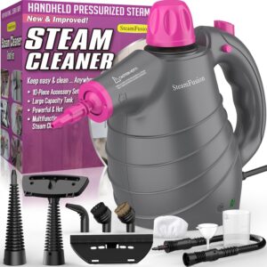 Pressurized Handheld Steam Cleaner with 10pcs Accessories&Safety Lock, Multi-Purpose Natural Deep Cleaning Steamer, Multi-Surface Steamer for Cleaning Home, Car, Upholstery,...