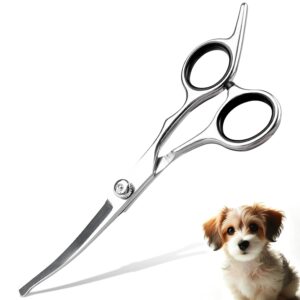 Professional Curved Dog Grooming Scissors with Rounded Tips, Cat Shears, 4CR Stainless Steel Curved Blades, Pet Home Grooming Tools