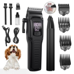Professional Dog Grooming Clippers for Thick Coat - Dog Hair Trimmer for Grooming- Sheep Shears for Thick Hair โ Pet Grooming Clippers for Dogs, Cats, Sheeps, Horse (Black...