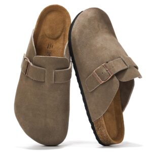 Project Cloud Mens Clogs - Full Grain Genuine Leather Memory Foam Clogs for Men Arch Support Cork Footbed - Non Slip Platform Mules (Brooklyn)