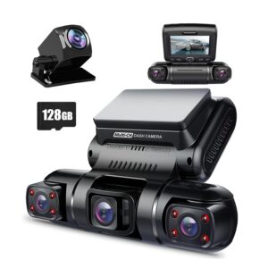 PRUVEEO 360 Degree View 4 Channel Dash Cam Front and Rear Inside Left Right, Dash Camera for Cars, Built-in GPS WiFi Night Vision, 24/7 Recording Parking Mode Monitor, Free 128G...