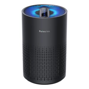 Purivortex Air Purifiers for Bedroom, Quiet Air Purifier with HEPA Filter for Pollen, Smoke, Dust, Pet Dander, Odor, Hair, Ozone Free, Covers Up to 880 Sq Ft, AC400 Black