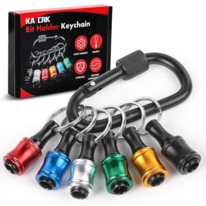 Push to Unlock,Katerk 6pcs 1/4 inch Hex Shank Aluminum Alloy Screwdriver Bit Holder Light-Weight Quick-Change Extension Bar Keychain Drill Screw Adapter Portable,Black...