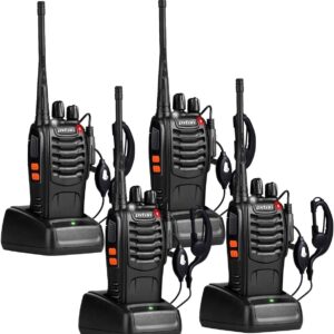 pxton Walkie Talkies Long Range for Adults with Earpieces,16 Channel Walky Talky Rechargeable Handheld Two Way Radios with Flashlight Li-ion Battery and Charger๏ผ4 Pack๏ผ