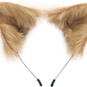 QinRuan Cat Fox Faux Fur Ears Headband Cute Halloween Fancy Dress Cosplay Handmade Animal Furry Ears Hair Hoop