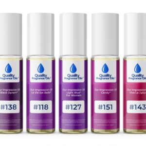 Quality Fragrance Oils' Women's Top 5 Perfume Oil Impressions (Generic Versions of Designer Fragrance) Sampler Gift Set of 5 10.35ml Roll-ons