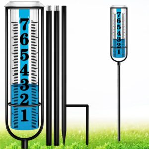 Rain Gauge Outdoor, Upgraded Accurate Rain Gauges Outdoors Best Rated, Freeze Proof Thickened Transparent Plastic Rain Measure Gauge for Yard, Adjustable Height Large Rain...