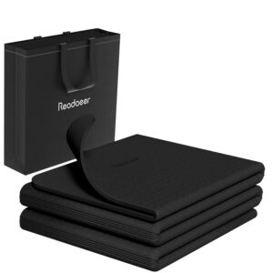 Readaeer Foldable Yoga Mat for Travel Folding Yoga Mat 6mm Thick with Carrying Bag, Non-Slip TPE Exercise Pilates Mat for 72" L x 24" W x 0.24 Inch