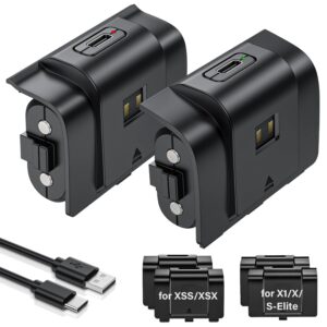 Rechargeable Controller Battery Pack for Xbox,2x4800mWh(2000mAh) Batteries Pack with USB-C Charging Cable for Xbox Series S|X/Xbox One S/One X/One Elite Remote Play and Charge...