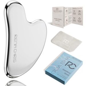 Rena Chris Gua Sha Facial Tools, Stainless Steel Guasha Tool for Acupuncture, Manual Massage Tool for Jawline Sculpting and Puffiness Reducing, Gua Sha Facial Massage Tool,...