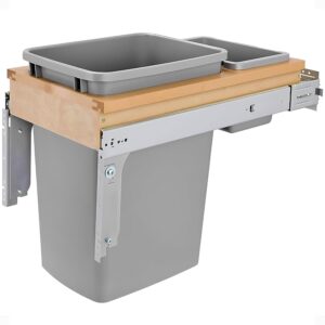 Rev-A-Shelf Top Mount Single Pullout Under Cabinet 35 Quart Kitchen Trash Cans w/ Soft-Close, 150 Pound Rated Full-Extension Slides, 4WCTM-12BBSCDM1