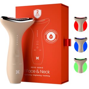 REVO Genie | Face & Neck Beauty Massager with Ultra Powerful LEDs for Wrinkles, Fine Lines, Puffy Skin, Uneven Skin Tone, Lymphatic Drainage, Lifting & Firming Facial Sculpting...