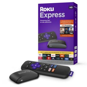 Roku Express Dispositivo de Streaming HD para TV (Spanish Edition) - Con VIX Premium, Control remoto con botones de acceso rรกpido I Roku Express HD Streaming Device for TV, with...