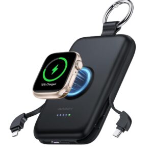 RORRY Portable Charger, 10000mAh PD 20W Fast Charging Portable Charger Power Bank with Built in Cables, Travel Battery Pack for iPhone 17/16/15/14/13/12 and Apple Watch...
