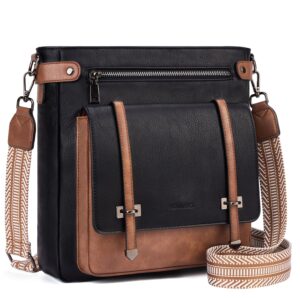 Roulens Crossbody Bags for Women,Multi Pocket Crossbody Purses Vegan Leather Shoulder Handbags Travel Purse Adjustable Strap