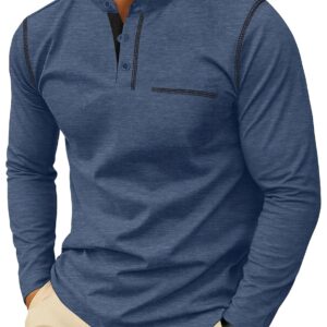 Sailwind Men's Henley Shirts Long Sleeve Button T-Shirt Casual Stylish Cotton Pullover Shirt with Pocket