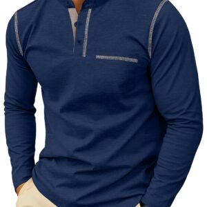 Sailwind Men's Henley Shirts Long Sleeve Button T-Shirt Casual Stylish Cotton Pullover Shirt with Pocket