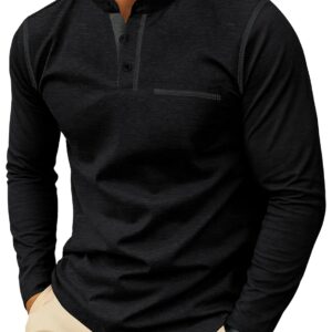 Sailwind Men's Henley Shirts Long Sleeve Button T-Shirt Casual Stylish Cotton Pullover Shirt with Pocket