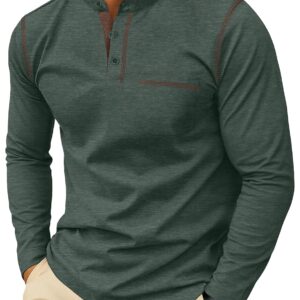 Sailwind Men's Henley Shirts Long Sleeve Button T-Shirt Casual Stylish Cotton Pullover Shirt with Pocket