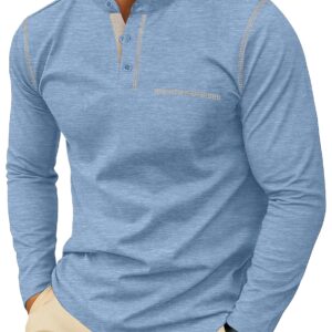 Sailwind Men's Henley Shirts Long Sleeve Button T-Shirt Casual Stylish Cotton Pullover Shirt with Pocket