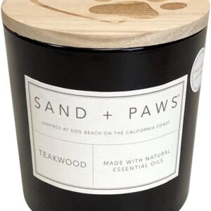 Sand + Paws Scented Candle - Teakwood - Additional Scents and Sizes –Luxurious Air Freshening Jar Candles Neutralize pet Odors and Enhance Home décor – 100% Cotton Lead-Free...