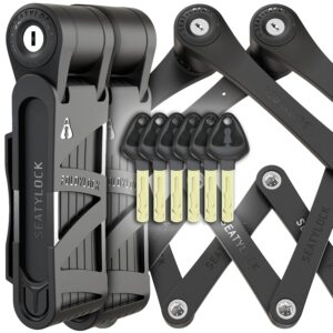 Seatylock FoldyLock Compact Folding Bike Locks - Set of 2 Matching Bike Locks with 6 Identical Keys - Patented Lightweight Heavy Duty Anti Theft with Carrying Cases for Bicycles...