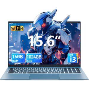 SGIN 15.6 Inch Laptop Computer, Win 11 Laptops with 16GB RAM 1024GB SSD, Core i3-10100Y CPU(Up to 3.9GHz), IPS FHD Display, Backlit Keyboard, WiFi 6, 53.2WH Battery, 180ยฐ Hinge,...