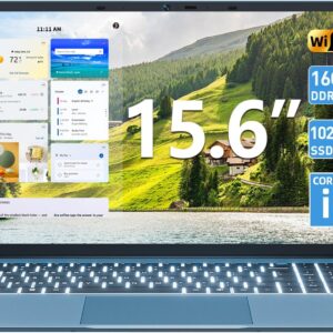 SGIN 15.6 Inch Laptop Computer, Win 11 Laptops with 16GB RAM 1024GB SSD, Core i3-10100Y CPU(Up to 3.9GHz), Backlit Keyboard, 53.2WH Battery, WiFi 6, IPS FHD Display, 180ยฐ...