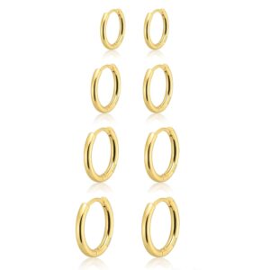 Small Gold Huggie Hoop Earrings Set for Women 14K Gold Plated Hypoallergenic Lightweight Earrings for Sensitive Ears Everyday Earrings Sets for Multiple Piercing Cartilage Hoop...