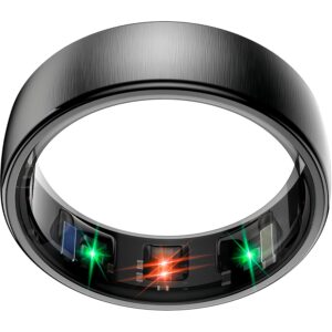 Smart Health Ring Sleep Health Tracker for Women Men with Heart Rate, Blood Oxygen, Sleep Monitor, Steps,Calories, 5ATM Waterproof for iPhone/Android, No Subscription Fee(Black,...