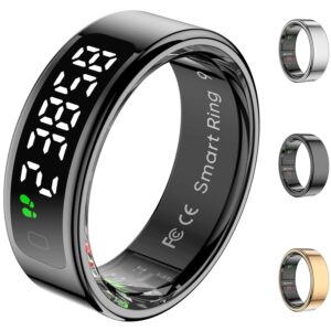 Smart Rings for Men with Display Screen, Fitness Ring with Wireless Charging, Sleep Tracker Ring with Heart Rate, Health Rings for Activity Monitoring/Steps/Calories, for iOS...