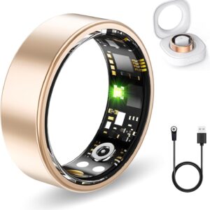 Smart Rings for Women Men, Fitness Ring with Heart Rate, Blood Oxygen, HRV, Pressure, Sleep Tracker, Step Tracker, No Subscription Fee, IP68 Waterproof Smart Ring for iPhone &...