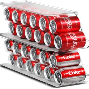 Sorbus Soda Can Organizer for Refrigerator Stackable Can Holder Dispenser with Lid for Fridge, Pantry, Freezer โ Holds 12 Cans Each, BPA-Free, Clear Design, (2-Pack)