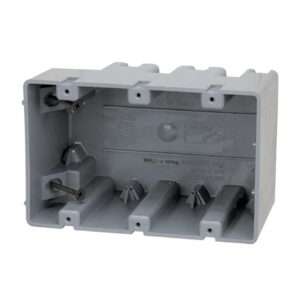 Southwire Electrical Box for Light Fixture, 42lb Support, Depth Adjustable, Three Gang, Gray, MSB3G