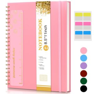 Spiral Notebook Journal 8.5โ x 11โ, A4 Large Pink Notebooks for Women Men, College Ruled Lined Journal, 100 GSM Paper, Plastic Hardcover Spiral Bound Journals for Work School...