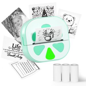 Sticker Printer, Print Pods Mini Printer, Bluetooth Thermal Sticker Maker Machine with 3 Rolls Paper, Print Pod Mini Printers for iPhone, Impresora Portรกtil for Study Note,...
